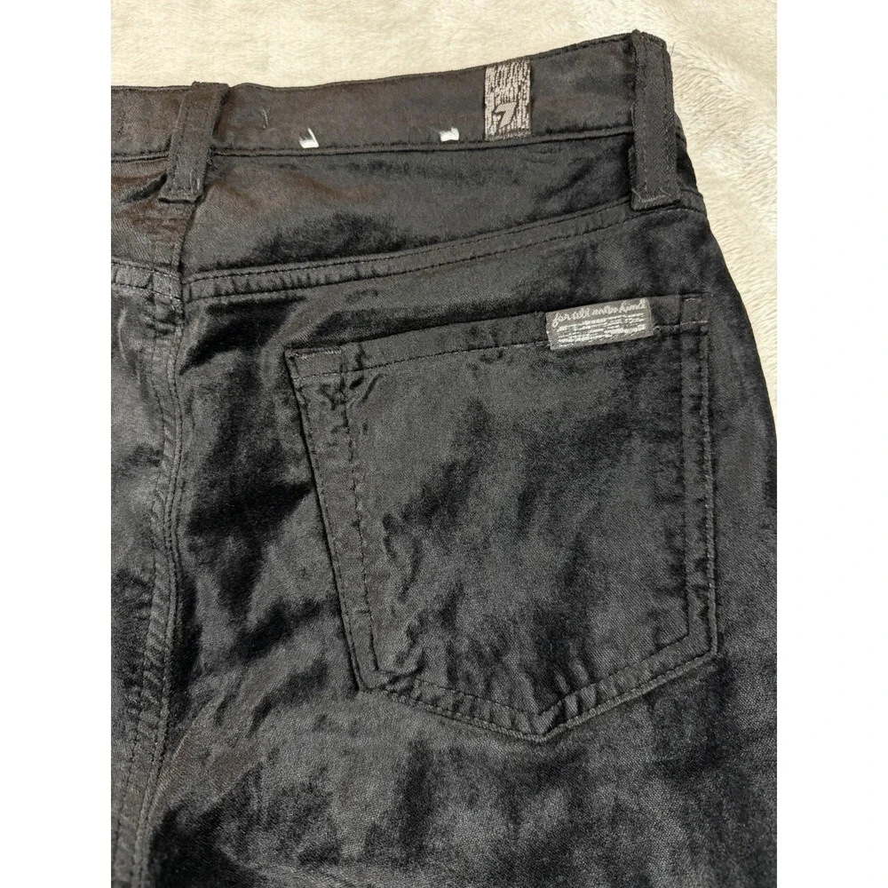 7 For All Mankind Pants Women's Sz 25 The Ankle Skinny Black Velvet Stretch NWT